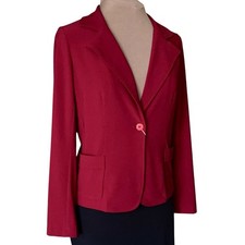Norma Kamali Blazer Size Medium Red Jersey Stretch Timeless Collection VTG NEW