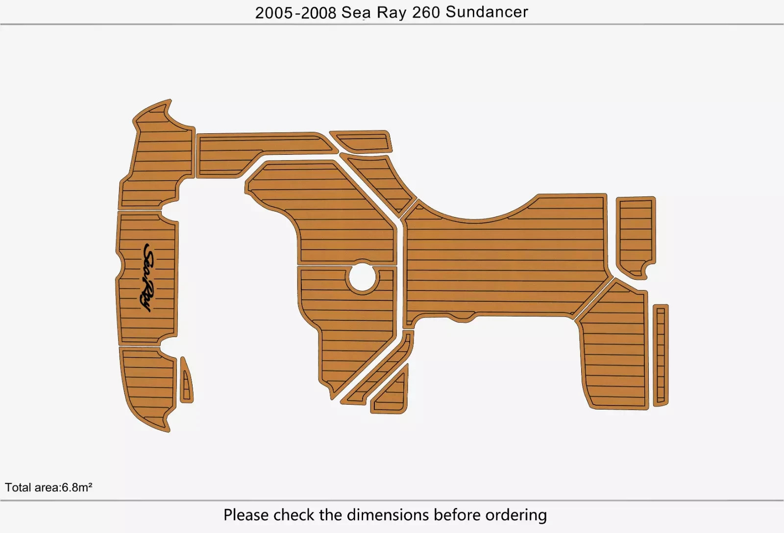 2005-2008 searay 260 sundancer cockpit Swim Platform Pads 6mm Teak Decking
