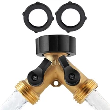 2-Way Heavy Duty Garden Hose Y Splitter Dual Valve Water Splitter Adapter