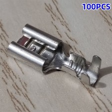 100pcs Non Insulated Crimp Connectors Female Quick Splice Spade Terminals 6.3mm