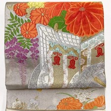 7258 Japanese Vintage Fukuro Obi Belt Kimono Fabric Silk Traditional Unfinished