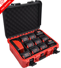 Case for Milwaukee Battery - Extra Large Storage  Large, Red