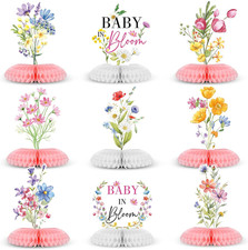 9 Pcs Wildflower Baby in Bloom Baby Shower Decoration Spring Floral Flower Theme