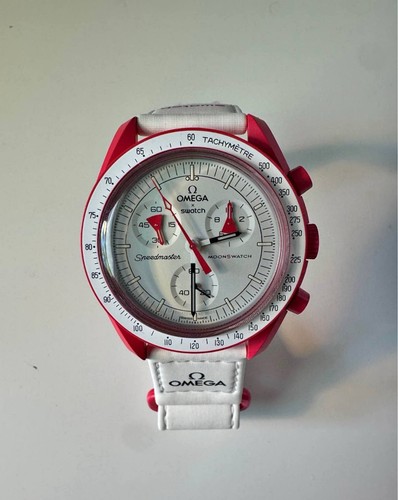Omega x Swatch Mission to MARS Unisex Adults White Watch - SO33R100