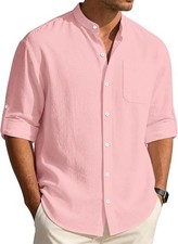 Men's Button Down Dress Shirt Casual Long Sleeve Fit Cotton Multisize
