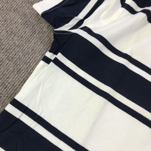 Camisa Polo Nautica Para Hombre Pequeña Blanca Azul Marino Rayas Manga Corta Logo Vela Nueva con Etiquetas - Imagen 11 de 13