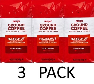 Meijer HAZELNUT LIGHT ROAST 100% Arabica Ground Coffee 12 oz Bag - 3 PACK