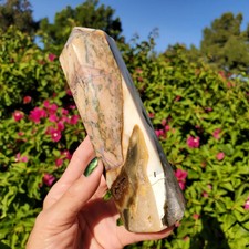 Ocean Jasper Pastel Pink w/ Druzy Crystal Tower 488 grams