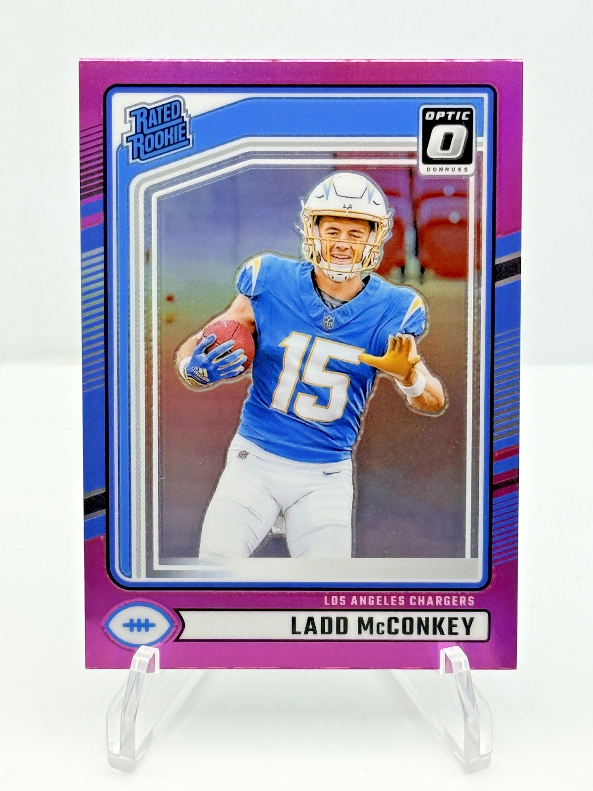 2024 Panini Donruss - Rated Rookie Ladd McConkey #328 Optic Pink Prizm (RC)
