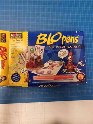 Vintage 2001 BLOpens Air Coloring Set Color Workshop 25 Piece Kit Art Stencils