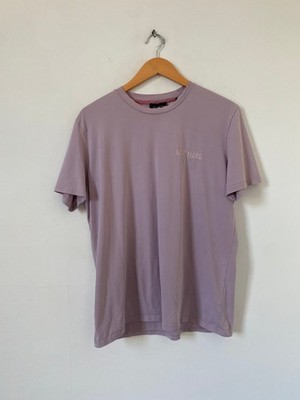 Azat Mard Herren T-Shirt Large Lila Baumwolle Freizeit Oberteil Bestickt Tee