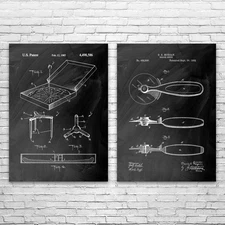 Pizza Patent Wall Art Set of 2 Poster, Canvas or Framed Delivery Driver Gift