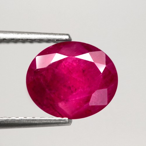 2.45Ct. Natural Gemstone Ruby Pinkish Red Oval Facet Unheated Tanzania Sparkling - Picture 4 of 7