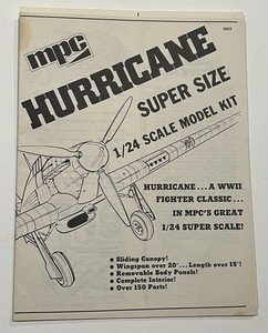 FREE SHIP! MPC Hurricane "Super Size" 1/24 Scale Model Kit Model Airplane Plans
