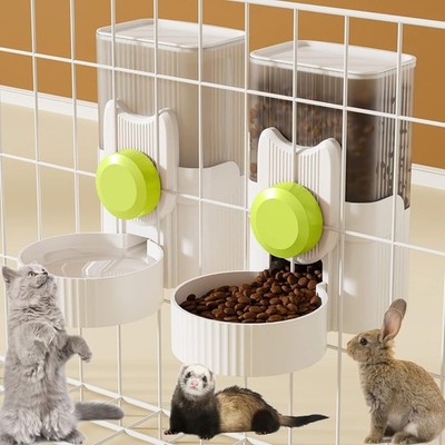 Rabbit Feeder Cage Hanging Automatic Cat Feeder & Water Dispenser