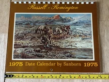 Date Calendar By Sanborn - Vintage 1975 - Russell & Remington Western Artwork!