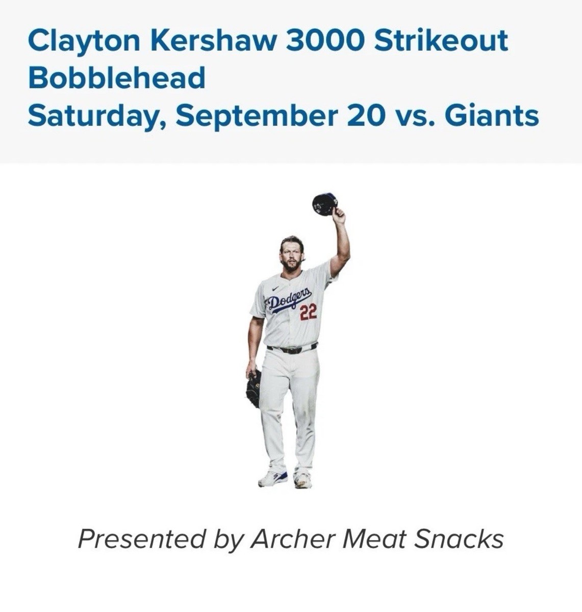 👑⚾️ Clayton Kershaw 3000 Strikeout LA Dodgers Bobblehead 9/20