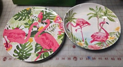 6 -10.5'' Melamine Flamingo Dinner Plates And 10'' Bowl
