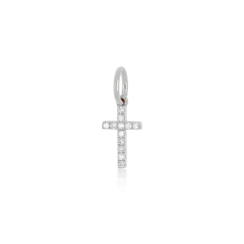 Diamond Cross Charm 14K Yellow Gold Religious Jewelry Necklace & Bracelet Charm - Picture 4 of 5
