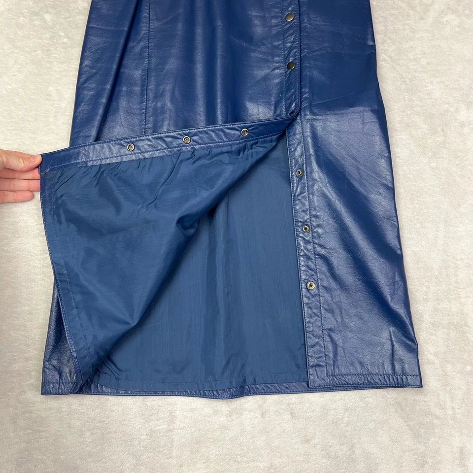 80-х кожи лофт синий натуральной кожи Midi юбка Snap спереди с подкладкой размер 9-10 - Изображение 3 из 4