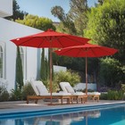 9ft Wooden Outdoor Patio Umbrella Pulley Garden Yard Beach Wedding Sunshade Red — photo 8