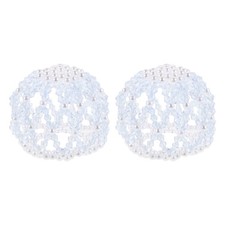 2pcs Hair Net for Bun with Rhinestones - Crochet Elastic Bun Cover for Ballet