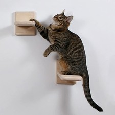 2 PCS Wooden Cat Wall Shelves Climber SpaceSaving Indoor Steps Hammock Wood