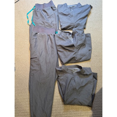 FIGS scrub lot 5 pcs XXL tops & 3X pants gray medical nursing uniform set bundle