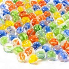Sukh Glass Marbles - Bulk 98Pcs Cat Eye Mix 4 Colors Medium Sized Thick Marble D