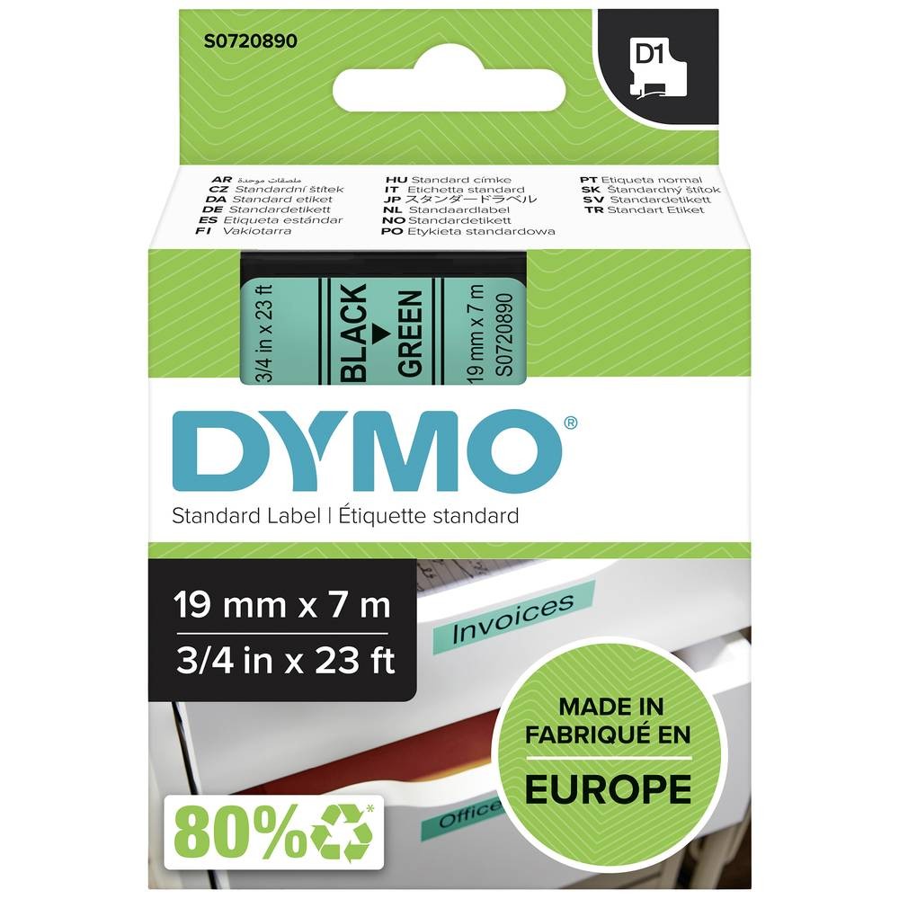 Ruban DYMO D1 45809 vert écriture noire 19 mm de large et 7 m de long