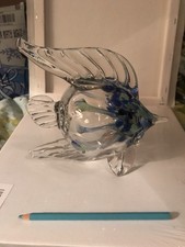 Hand Blown Art Glass Spirit Tree Embossed Witch Ball orb fish figurine unique.