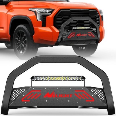 Bull Bar with Light Bar&License Plate Hole Compatible with Toyota Tundra 2022 20