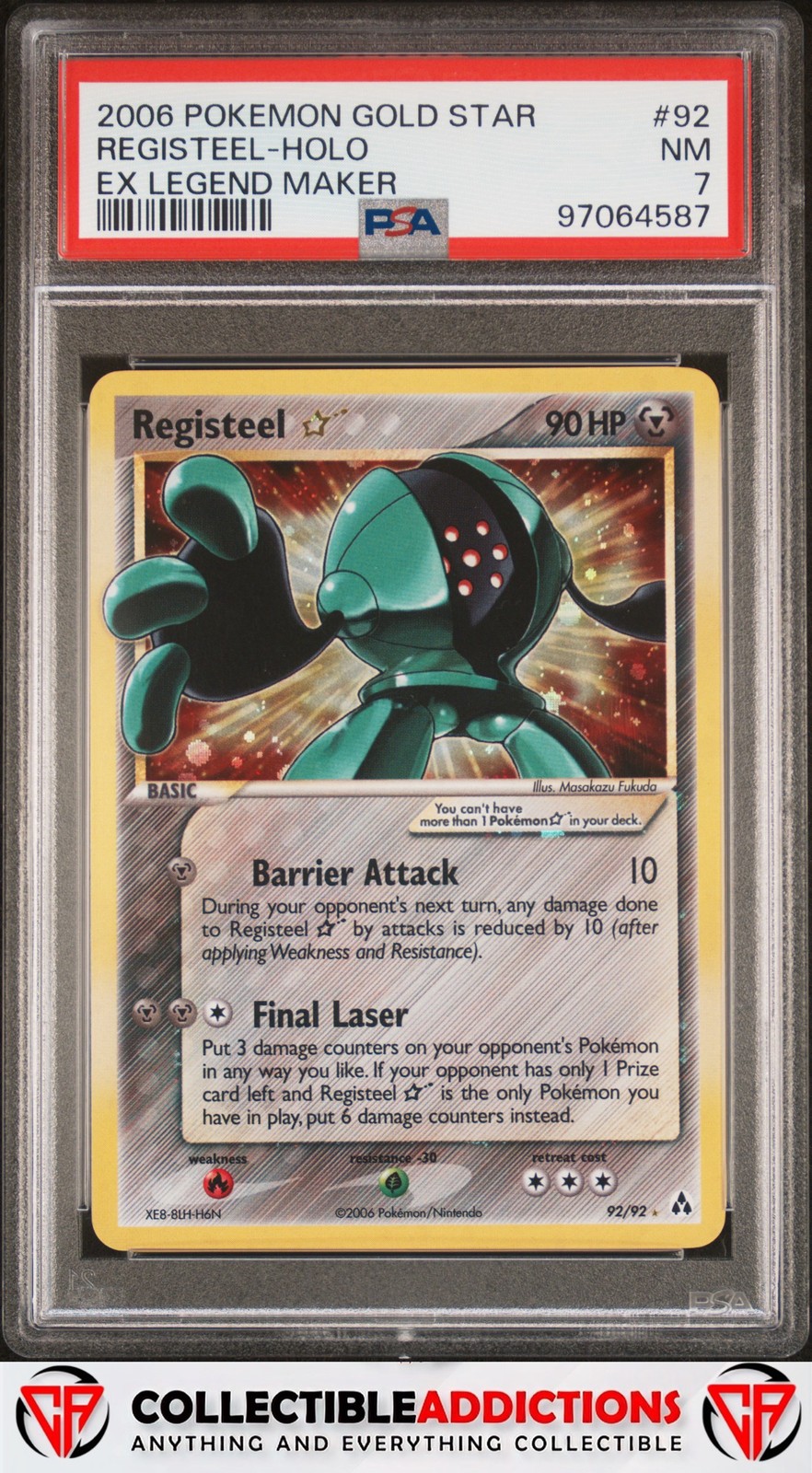 2006 Pokemon Ex Legend Maker #92 Registeel Gold Star Holo Ex Legend Maker PSA 7