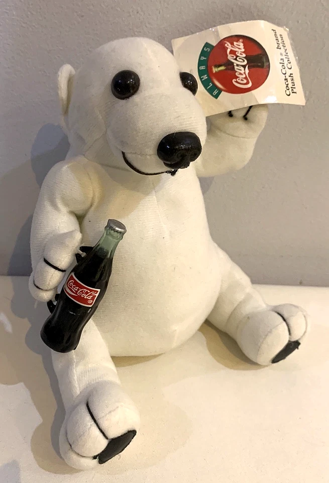 Vintage 1995 Play-by-Play Coca Cola Polar Bear Plush Soft Toy 7''/18cm - Image 2 of 4