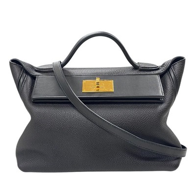 HERMES Vanquatre 29 Handbag Togo Leather Black Gold Hardware Dust Bag #OK663