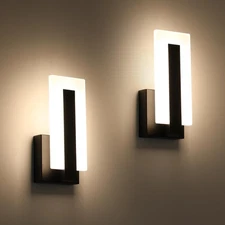 Modern Wall Sconces Set of Two, Led Wall Light 7w, Warm White Beside Light Ha...