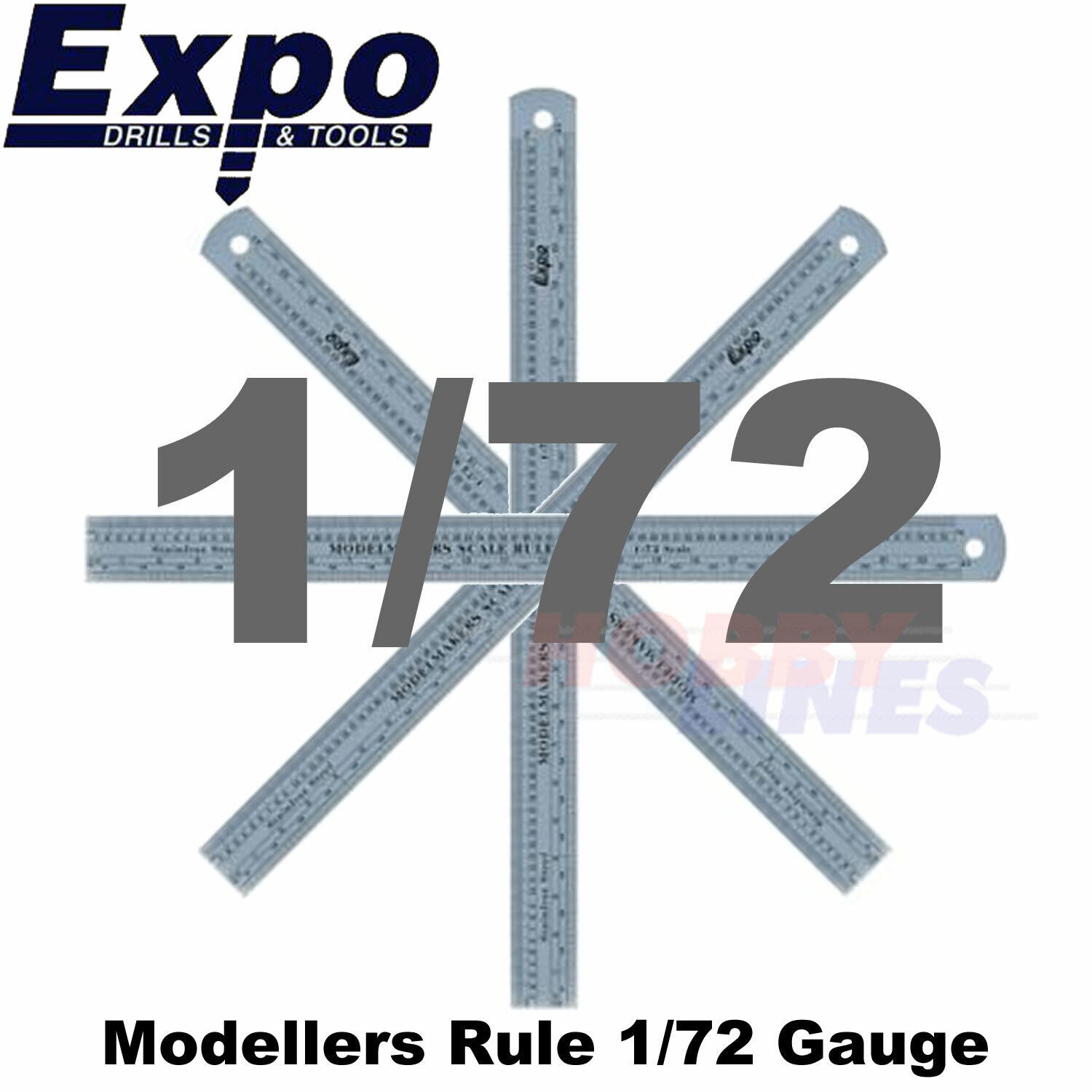 Modellers Scale Rule 1/72 12"" Metric & Imperial Stainless Steel Expo Tools 74172