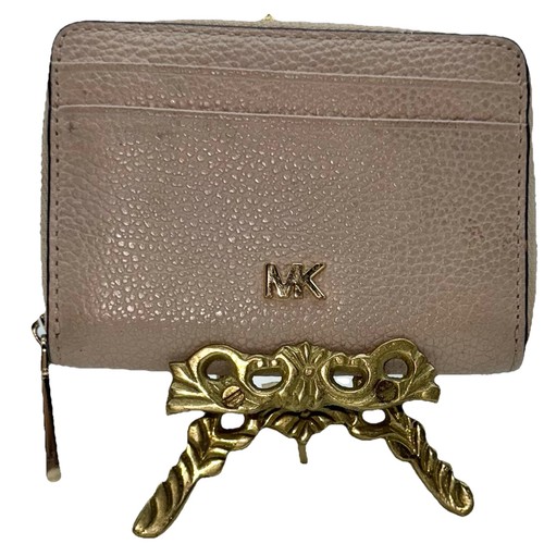 Portafoglio Michael Kors porta carte di credito monete pelle ciottolata rosa cerniera piccolo - Foto 2 di 16