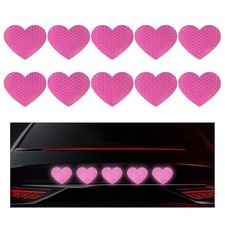 10PCS Vinyl Decal for Cars, High Intensity Reflective Sticker Night Heart, Pink