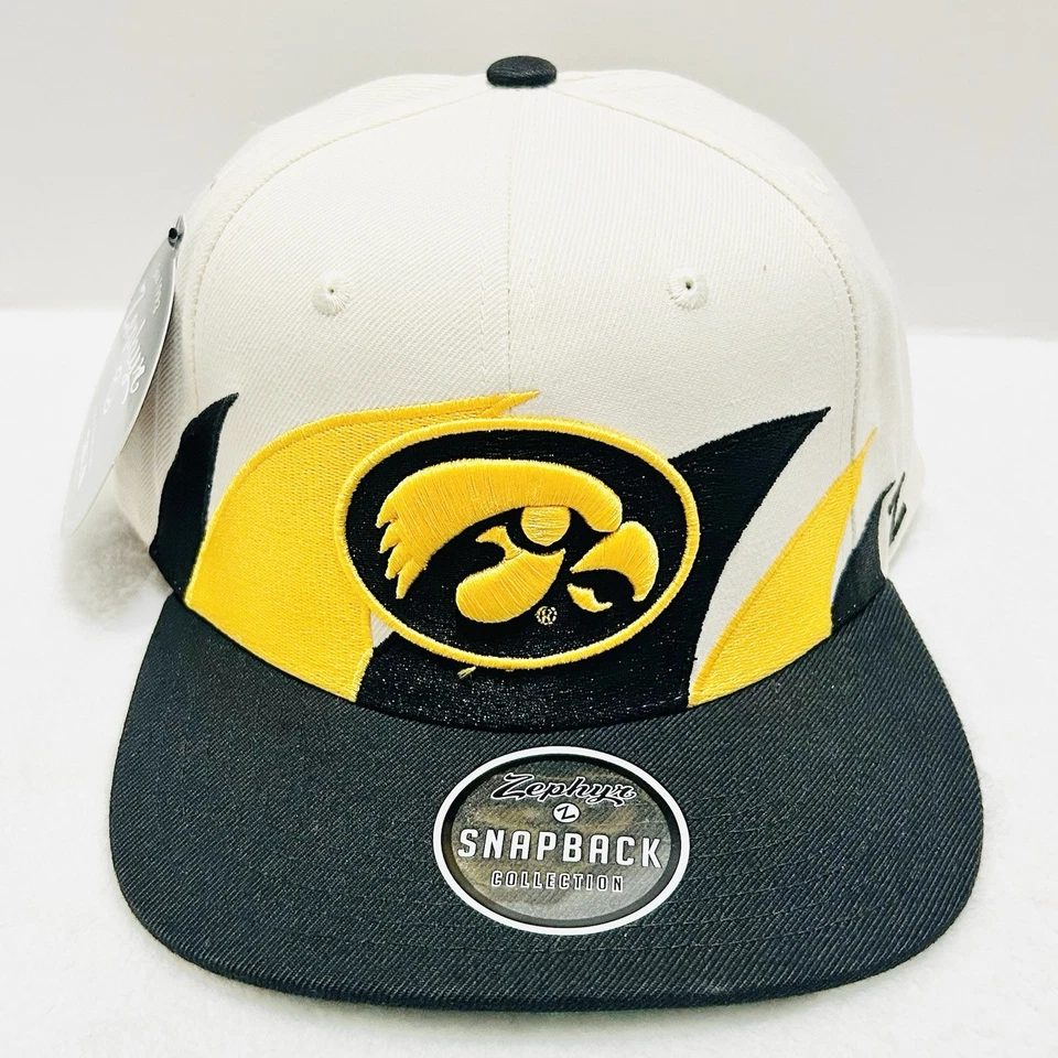 Zephyr Iowa Hawkeyes Sharktooth Retro Snapback Hat Cap Adjustable Stone NCAA - Image 2 of 4