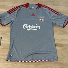 adidas Liverpool Steven Gerrard #8 Soccer Jersey Size L. Gray Red 08/09 season