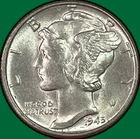 1945 Mercury Dime Brilliant Uncirculated BU Coin #40656