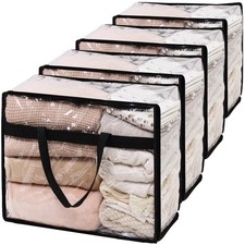 Blanket Storage Bags 4 PCS 60L Extra Large Plastic Vinyl Clear Moving Bags