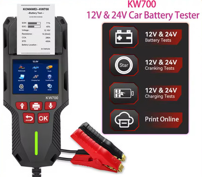KONNWEI KW700 Autobatterietester 12/24V mit Drucker Kurbel Lade Testgerät