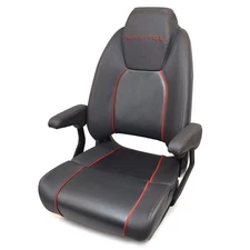 Manitou Boat High Back Helm Seat 3014-0008421 | Gray / Red w/ Bolster