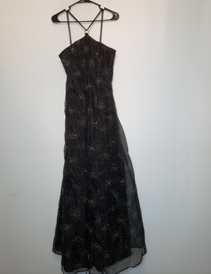 Blondie Nites Linda Bernell Juniors 5 Prom Dress Black Whimsigoth Halter Y2K 