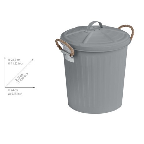 WENKO Müll Abfall Eimer GARA mit Deckel Bad 6 L Retro Tonne Henkel Bad Büro WC - Bild 2 von 3