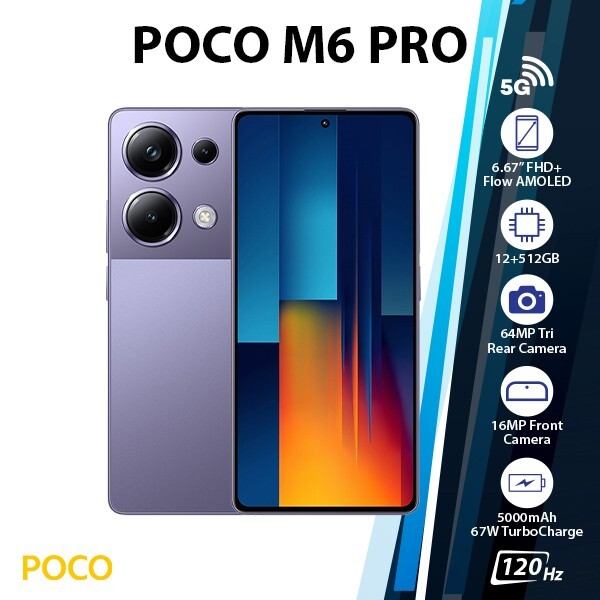 Xiaomi POCO M6 Pro Android Mobile Phone (Purple, 12GB+512GB, Dual