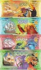 Netherlands Indies (Indonesia) Set 4 PCS 50 100 500 1000 Gulden 2016 Fantasy NR