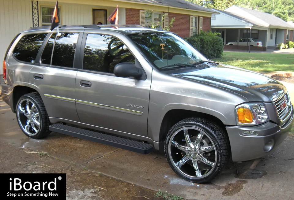 Escalones laterales iBoard negros premium de 5" aptos para Chevy Trailblazer 02-09 (02-06 GMC Envoy) Foto 2 de 4